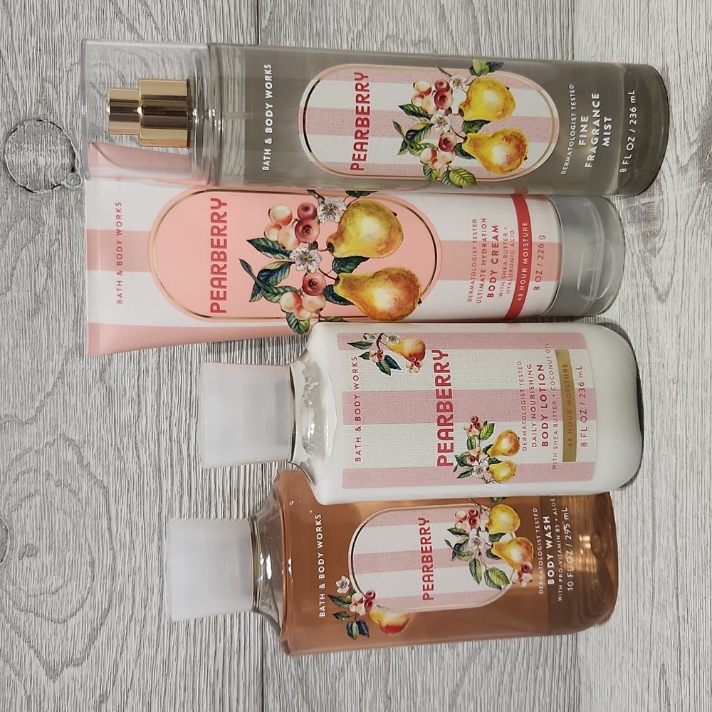 Bath & Body Works Pearberry 4pc Set Wash, Lotion, Crean, Mist